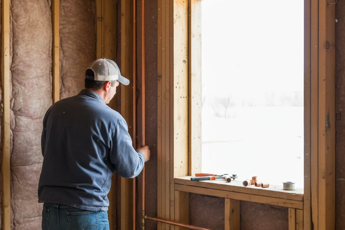 Licensed plumber running new copper supply lines in a Baker home